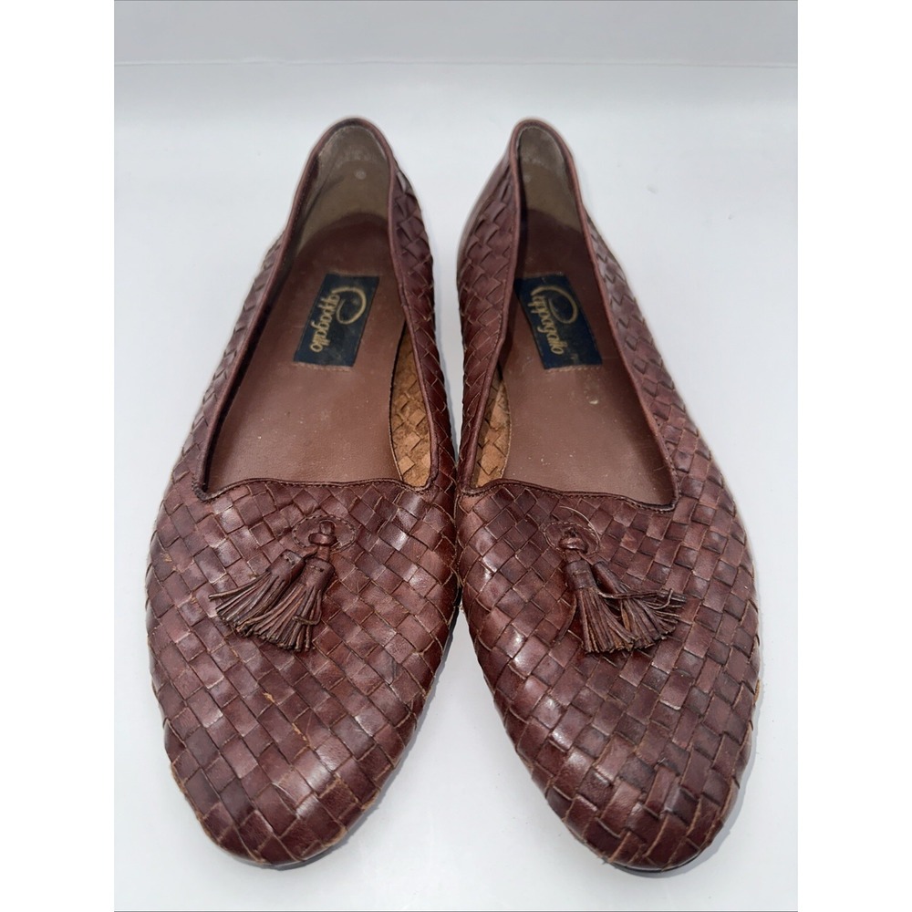 Pappagallo Tan‎ Woven Leather Loafers Slip-on Sz 9M